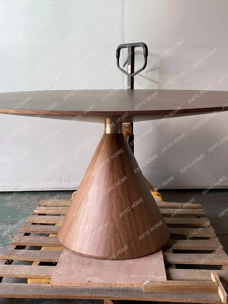 walnut oval flying saucer round table living room minimalist villa solid wood round table