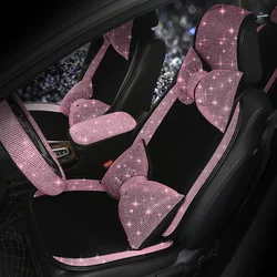 Car Seat Protective Cover Pink Diamond Inlaid Diamond Single Piece Auto Rear Seat Cushion Goddess Women's Seat Mat Accessories