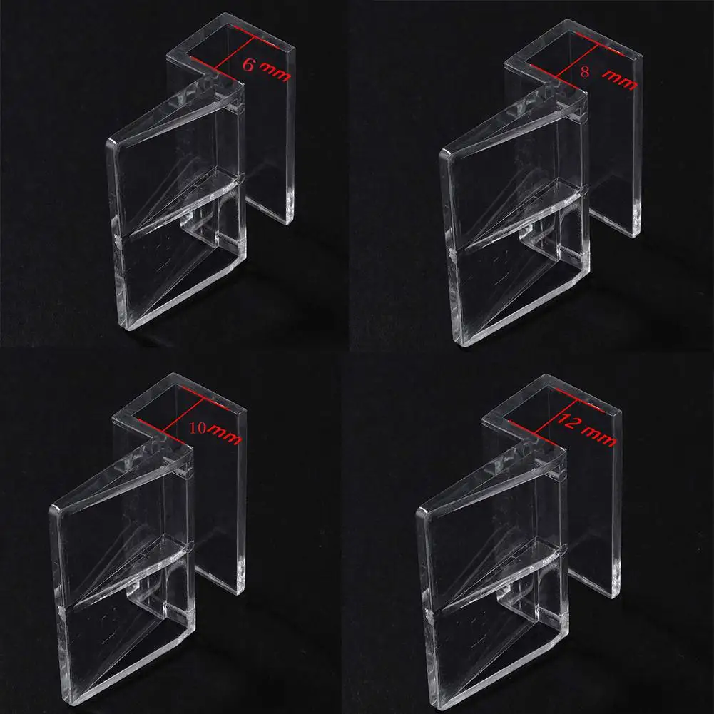 4pcs Clear Acrylic Aquarium Fish Tank Glass Cover Clip Support Holder 6/8/10/12mm Assorted Aquarium Cover Bracket Clip Universal