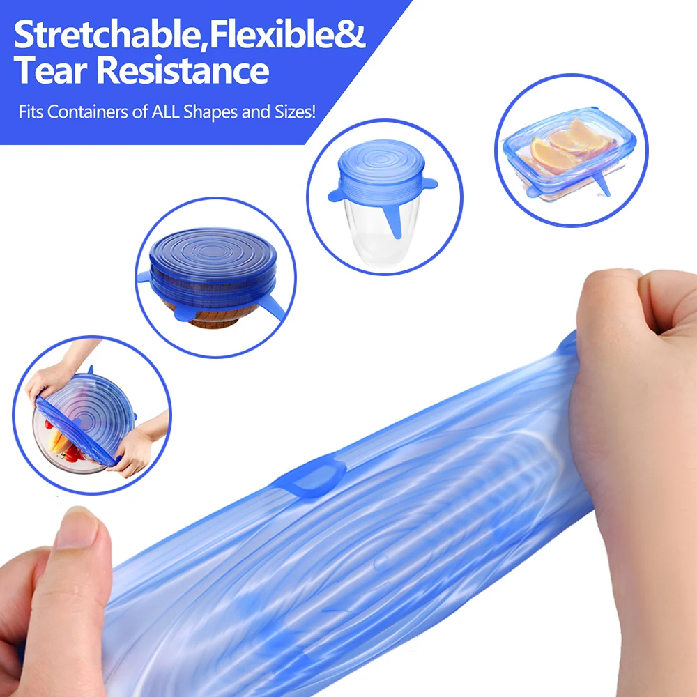 Universal Reusable Silicone Stretch Lids Food Wrap Silicone Cover for Cookware Bowl Pan Cooking Kitchen Accessories