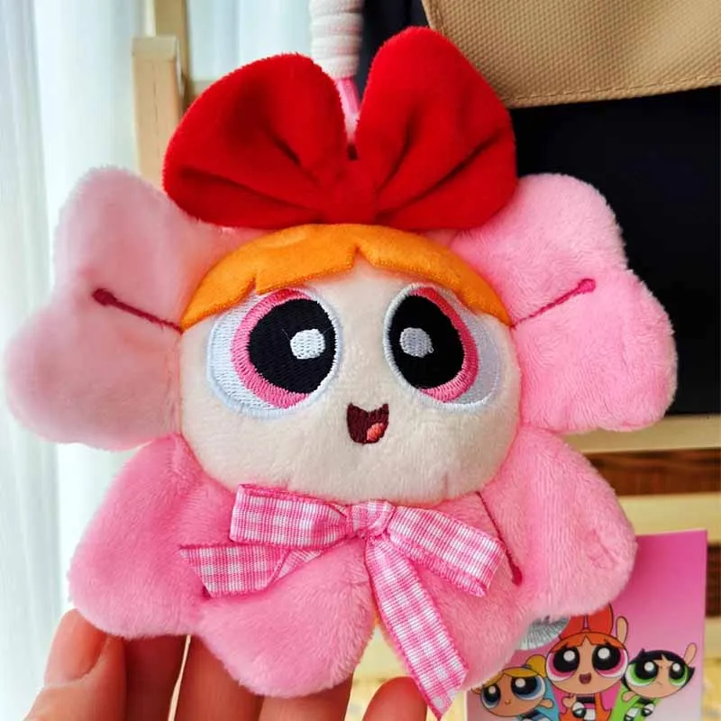 Pluszowe zabawki anime Powerpuff Girls, seria Cherry Blossom, urocze pluszaki z kreskówek, zawieszka do plecaka, dekoracja.