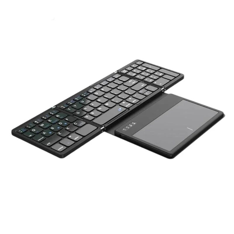 Foldable Wireless Keyboard With Large Touchpad And Numeric Keypad Auto Sleep For Tablets, Smartphones, Laptops 83CE