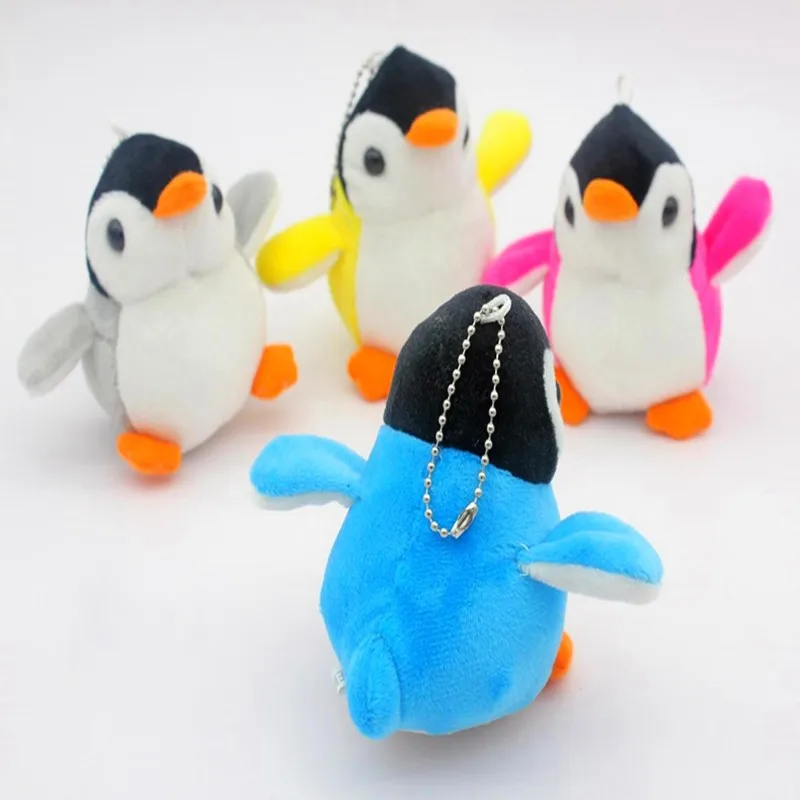 1Pc 10CM simpatico cartone animato portachiavi ciondolo farcito peluche Kawaii animale pinguino peluche bambola regalo di fascino borsa per bambini