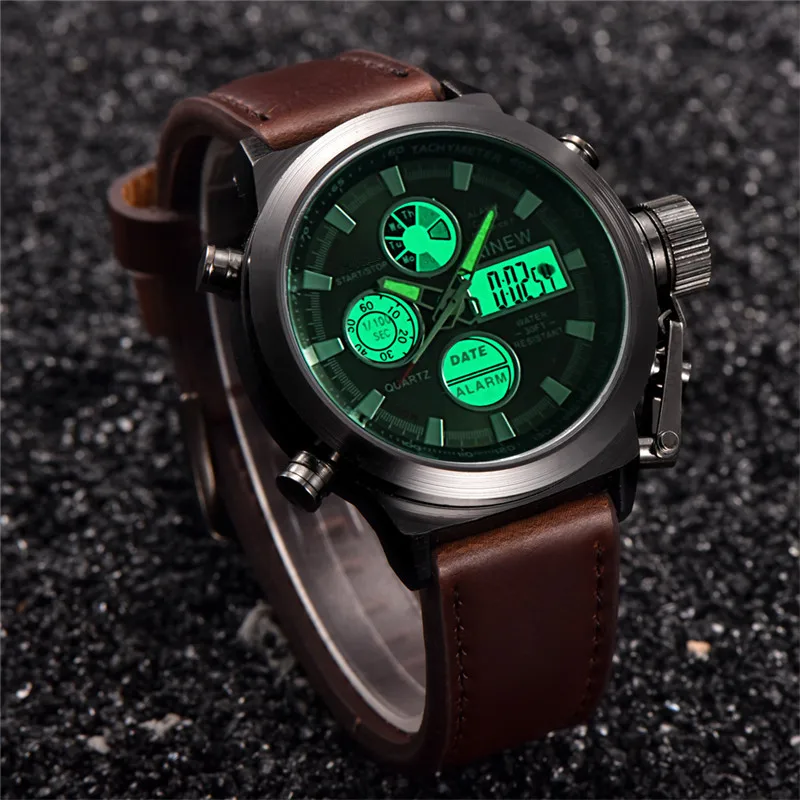 Original XINEW Brand Watches For Male New Fashion Digital Men Leather Chronograph Business Watch Montres de Marque de Luxe 2024