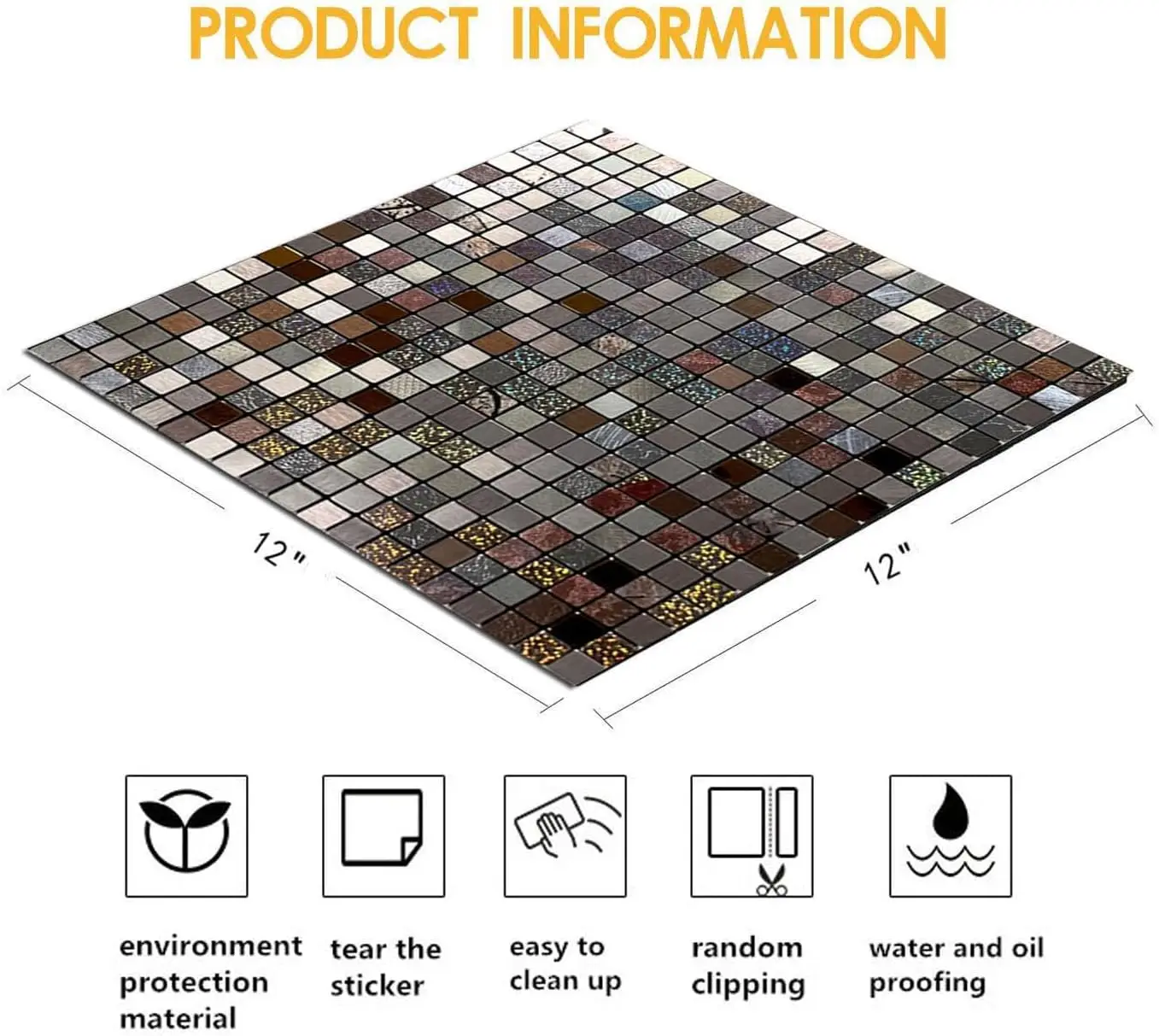 Sheets Peel And Stick Backsplash Tile, Self-Adhesive Mosaic Tile, Stick On Kitchen, Bathroom Vanities, Fireplace Décor,