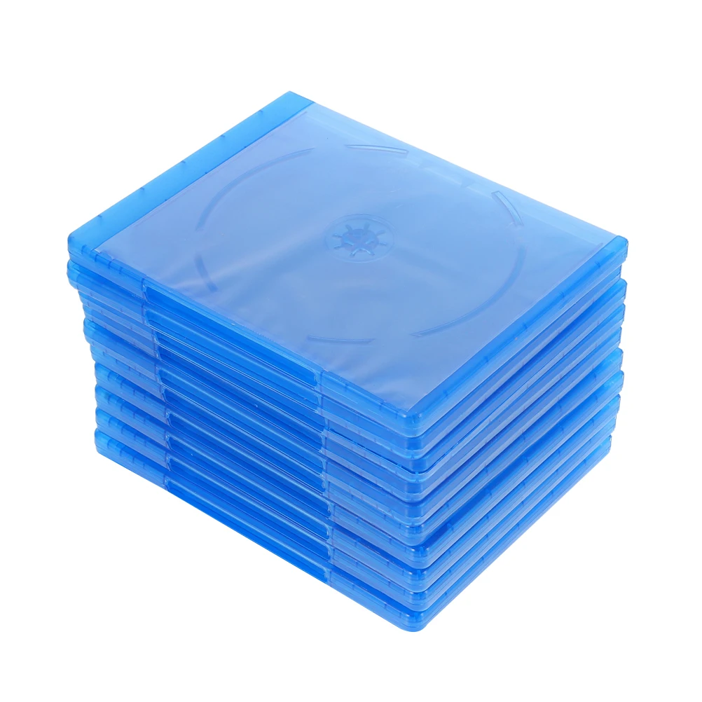 

10 Pcs CD DVD Cases Soft Plastic Blue Light Rectangle Semi Transparent Disc Boxes Insert Cover Storage Organizer Travel