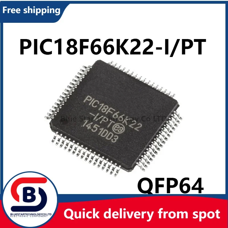 Free Shipping 2-10pcs/lots PIC18F66K22-I/PT PIC18F66K22 18F66K22 QFP64 Quick delivery from spot