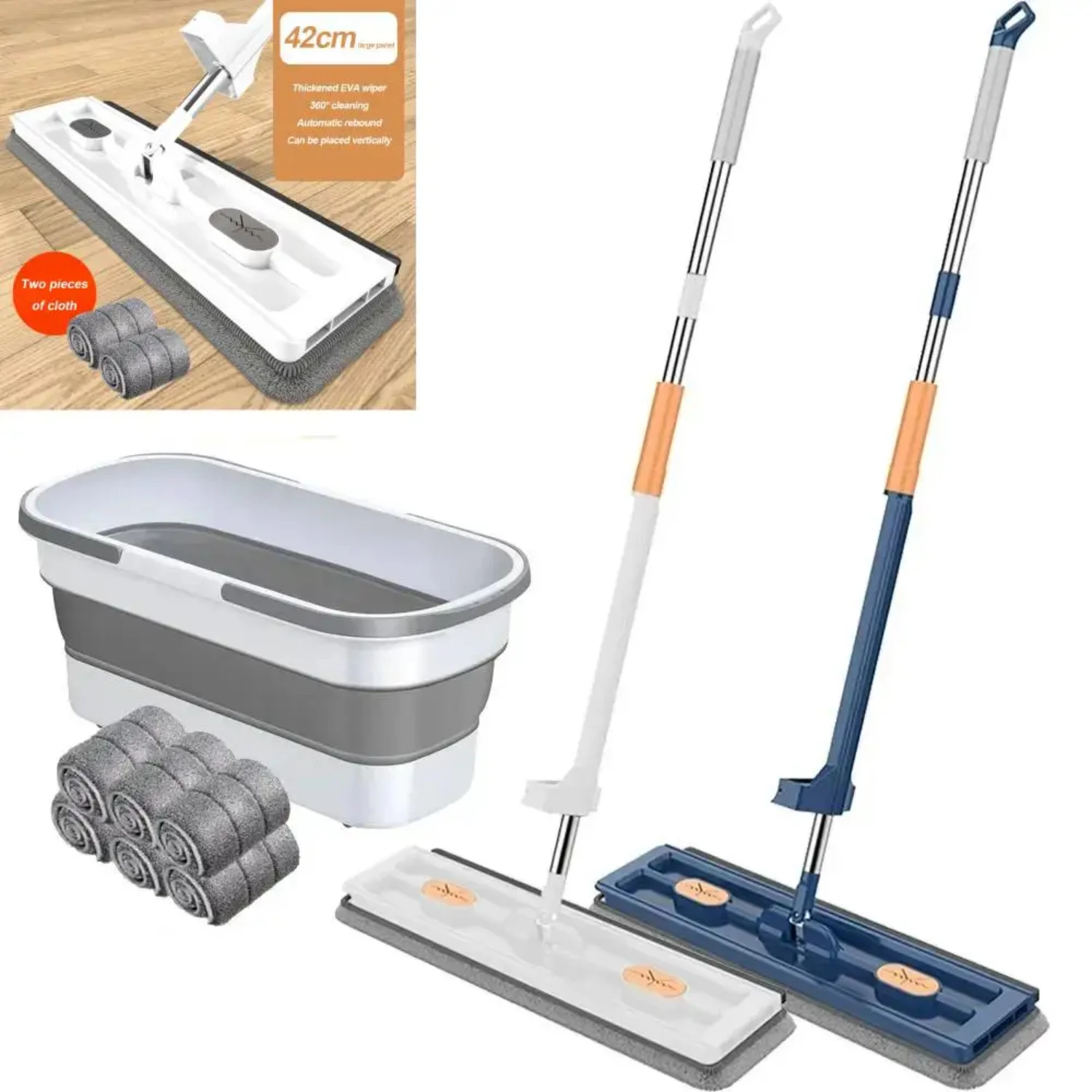 Household Automatic Dehydration Magic Flat Mops Cleaning Tools, Enlarged Lazy Floor Mop Bucket Set for Hand Washing Free Squeeze