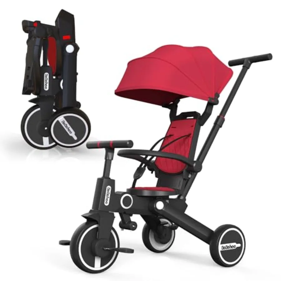 

Tricycle Stroller for ToddlerFoldable Baby Tricycle Balance Bike with Push Handle Toddlers Stroller Bike with 1 to 5 Years 7-in