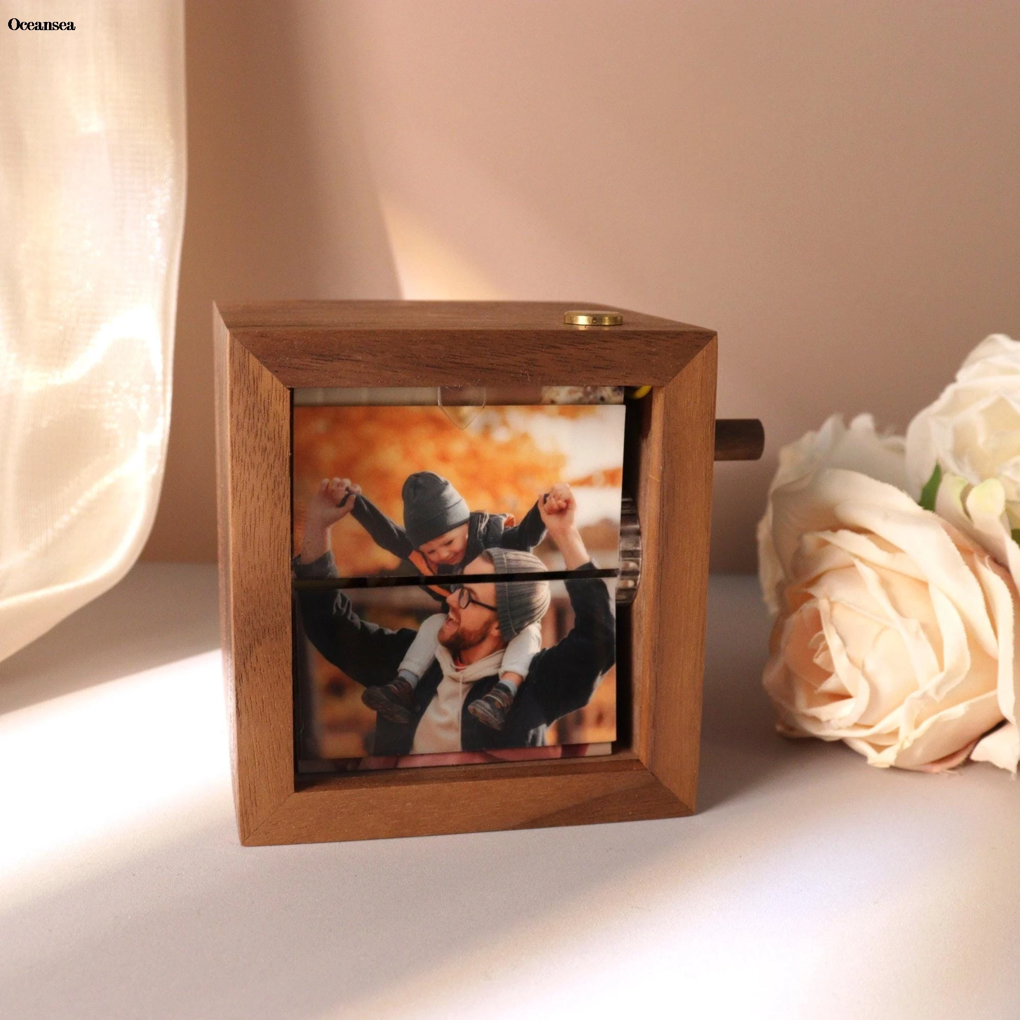 إطار صور كتاب تذكاري شخصي، ألبوم صور خشبي مكرنك يدويًا، هدية للأزواج في عيد الحب #5