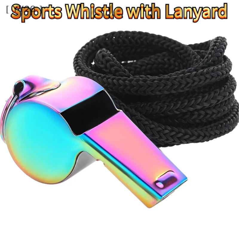 

1 шт., спортивный свисток из нержавеющей стали с шейным ремешком, инструмент для экстренного выживания, металлический свисток muchoYY26larla