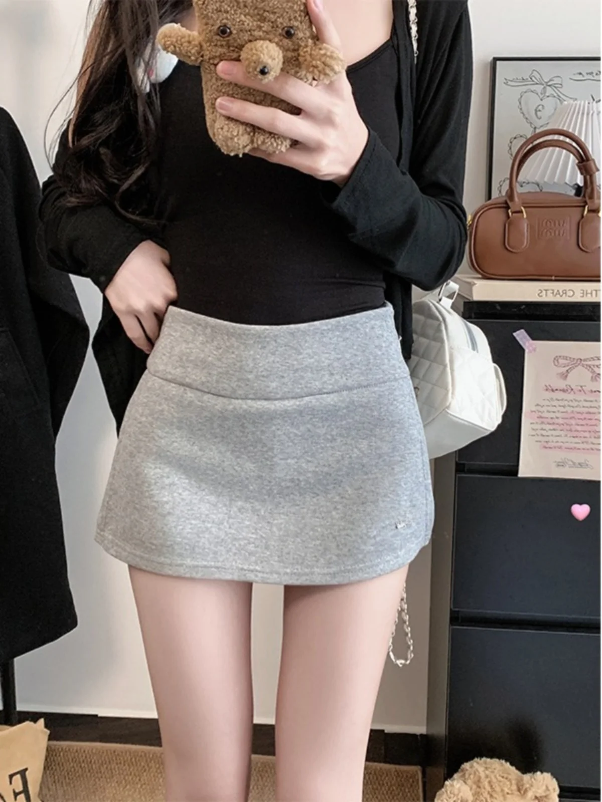 

Юбка А-силуэта с высокой талией и разрезом больших размеров, женская летняя новинка, повседневная юбка в корейском стиле для офиса и города, стройнящая фигуру