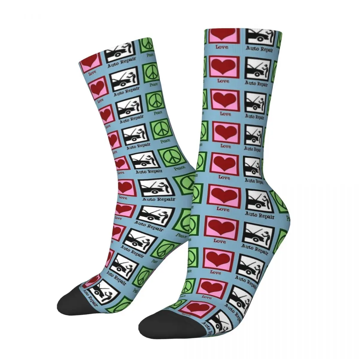 Peace Love Auto Repair Auto Mechanic Unisex Winter Socks Outdoor Happy Socks street style Crazy Sock