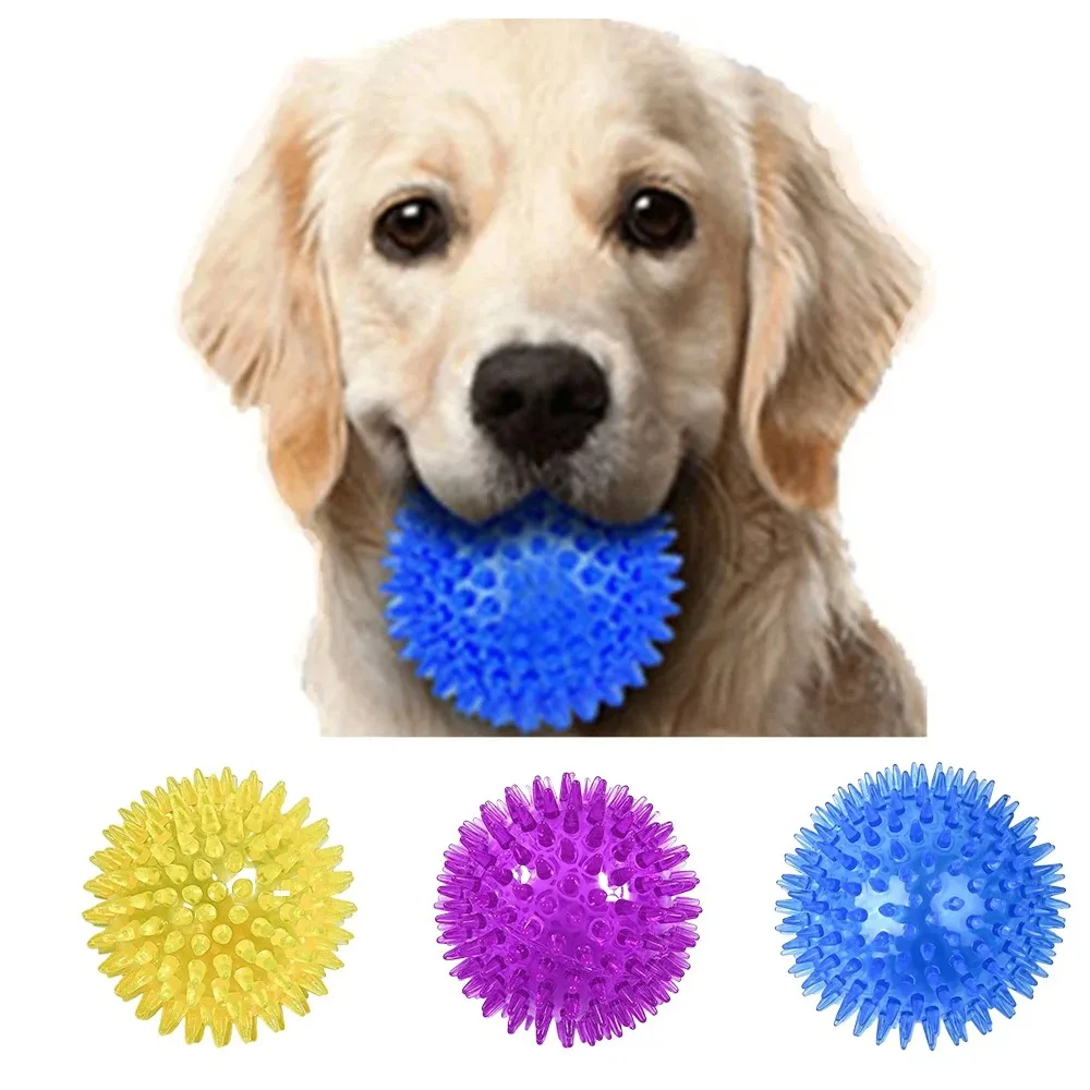 Pet Dog Ball Toys Cat Puppy Sounding Toy Interactive Squeaky Tooth Cleaning Ball TPR Training Pet dog Teeth Chewing Thorn Balls