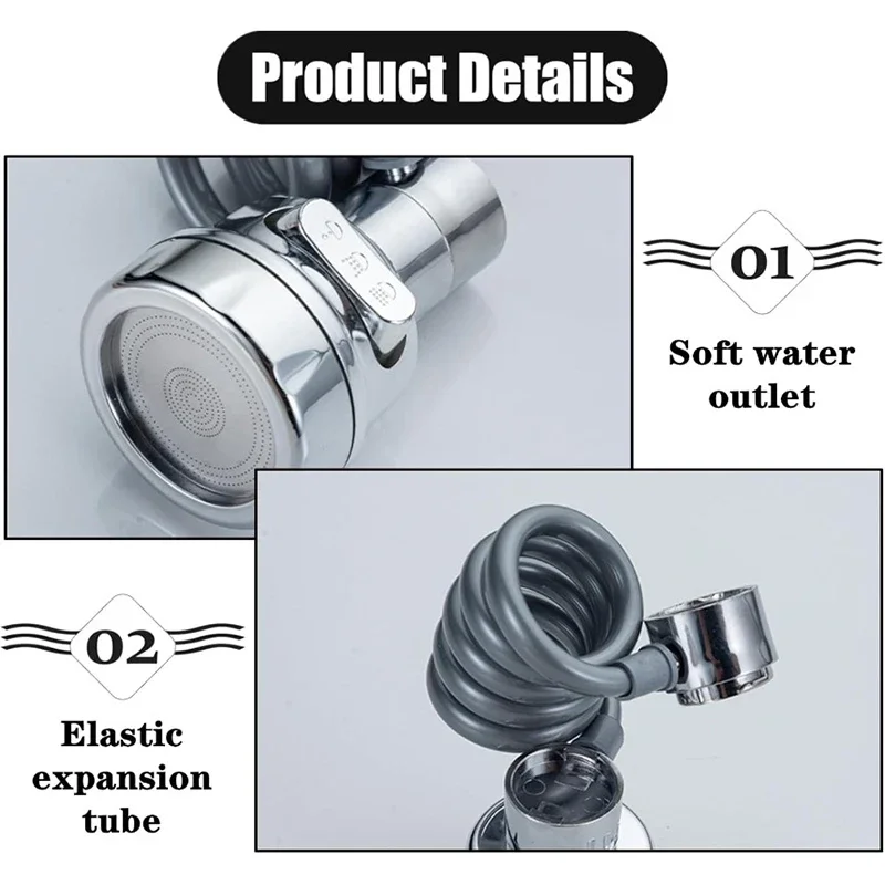 ZEXEF 3 Restaurants Accessory Kitchen Cheap 360 Degree Bathrooms Shower Faucet With Filter Extension Modes Sink Rotation