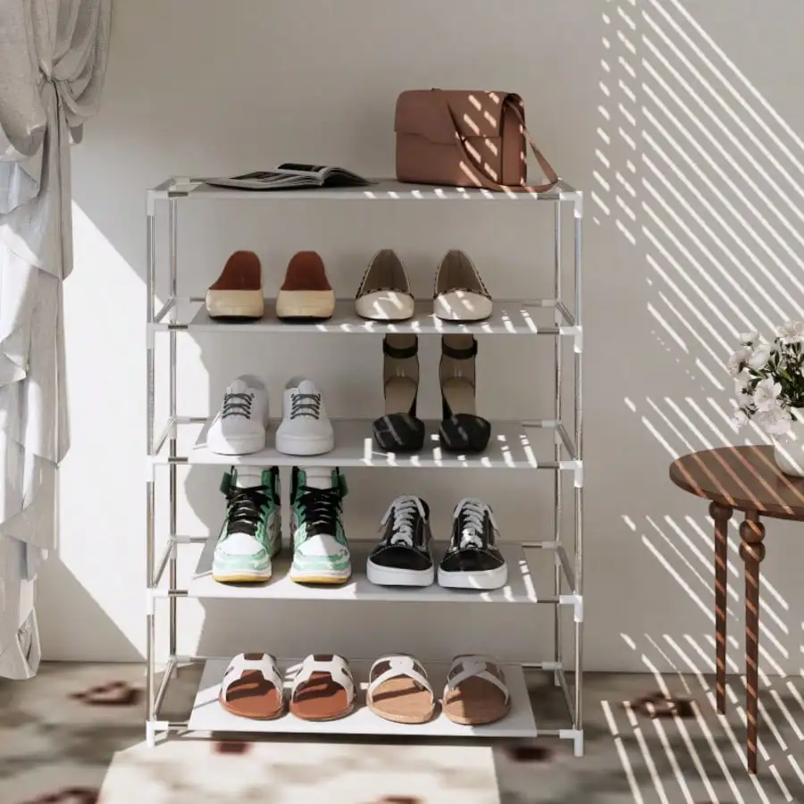 3/5 Tier Shoe Rack Organizer For Wardrobe With Durable Metal Frame, Shoe Rack For Front Door Entry And Porch, Floor Shoe Rack Cabinet Is Easy To Install And Saves Space, Freestanding Shoe Rack