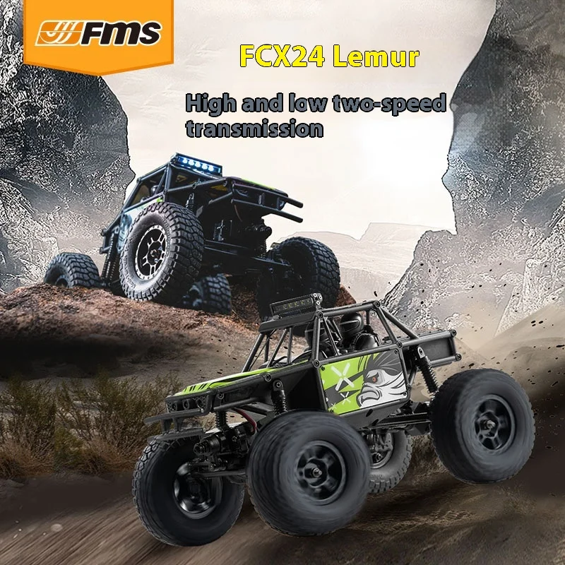 FMS 1/24 FCX24 여우 리모컨 오프로드 차량, 듀얼 스피드 문짝 브릿지, 수륙 양용 등반 차량 시뮬레이션 모델 장난감