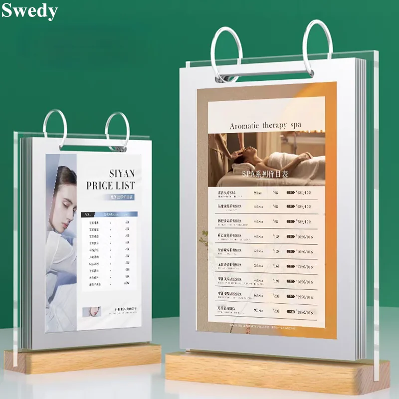 

A5 148X210MM Double-Sided Page Turning Acrylic Sign Holder Display Stand Restaurant Table Menu Paper Holder Picture Photo Frame