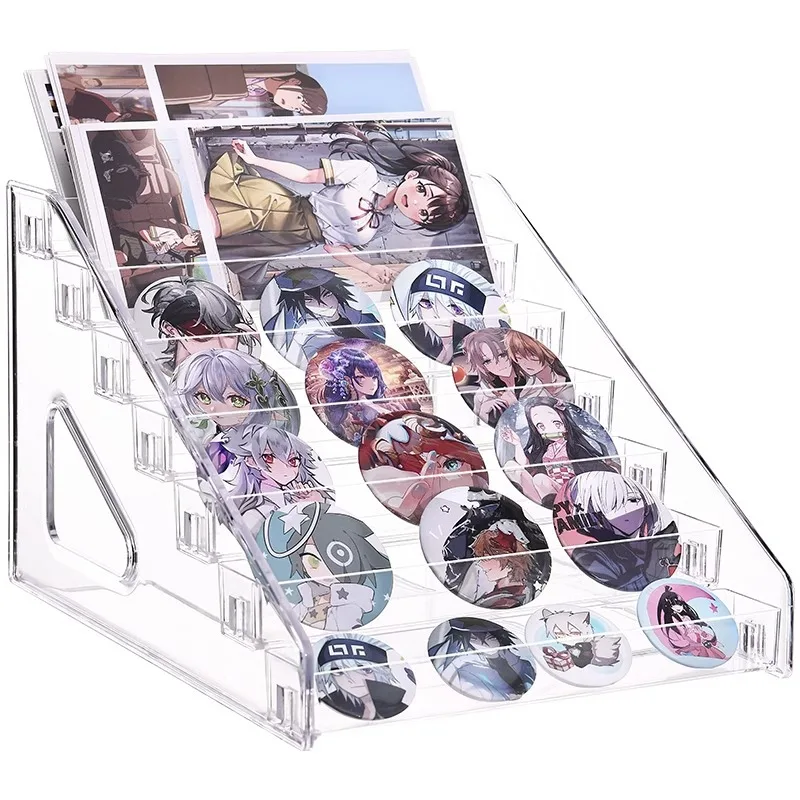 Acrylic bar display rack, transparent desktop, millet storage box, ladder rack, standing sign, peripheral badge storage rack