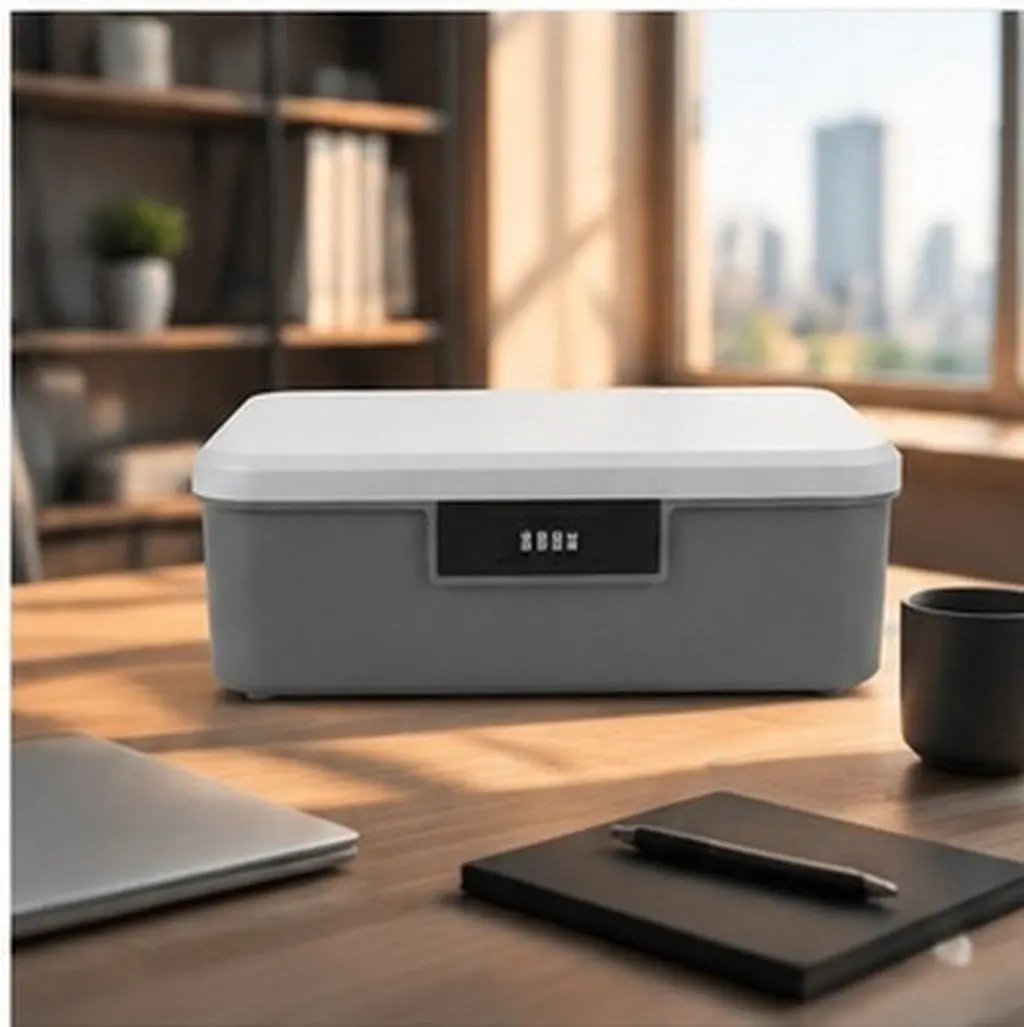 16L Lockable Storage Chest with Password Lock ABS Construction Dual Layer Spacious Compact Portable Safe Box for Documents