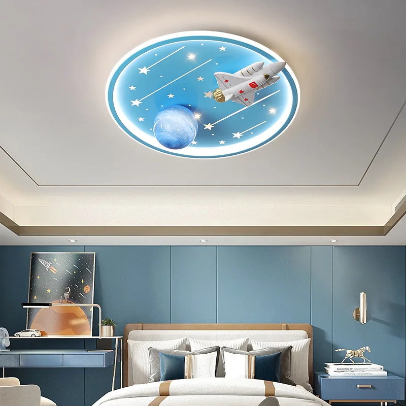 Imagem -02 - Quarto das Crianças Luzes de Teto Bonito Menino Menina Quarto Lâmpada Foguete Astronauta Espaço Luz Pequena Princesa Baby Room Teto Lâmpadas