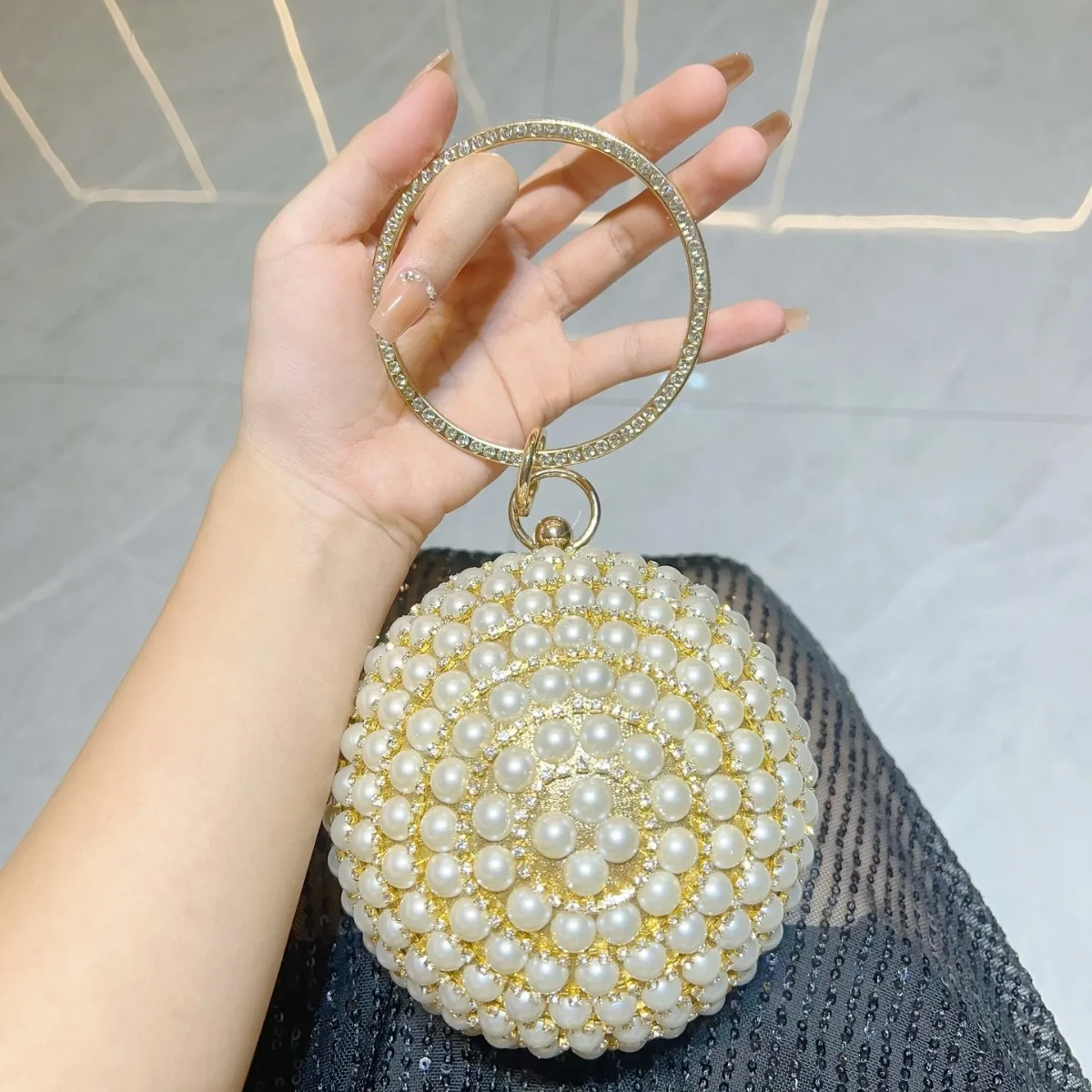 

Retro Pearl Handbag Crossbody oulder Bag for Bar Parties And Dinners Ele Evening Bag Polyester Material Lo Bule