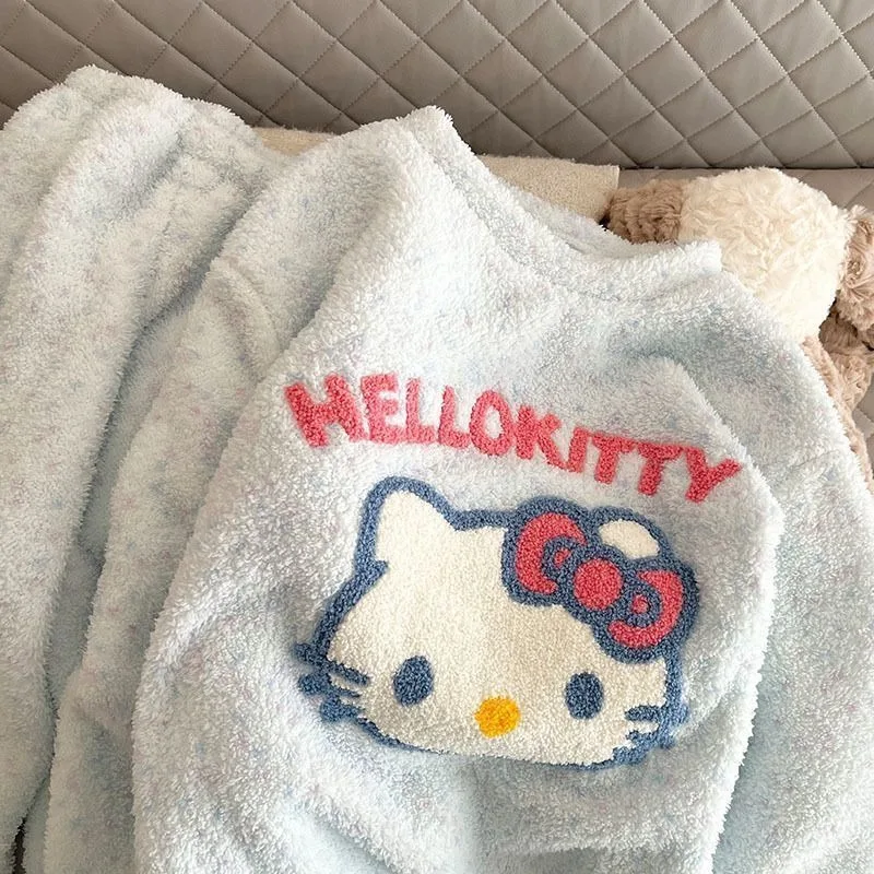 Cinnamoroll Peluche Addensato Caldo Ins Stile Accogliente Pigiama di Velluto Corallo per le Ragazze Dolce Hello Kitty Carino Flanella Vestiti per la Casa Se