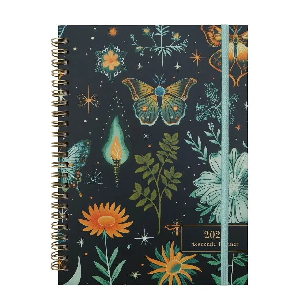Paper Made 2027 Weekly Planner Solid Color Twin Wire Binding Floral Spiral Notebook Tab Divided Lightweight