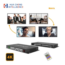 Matriz de vídeo HD 4x4 4K HD Video Splicer Matrix Switcher Suporte Controle Remoto para câmera PS4 PC TV