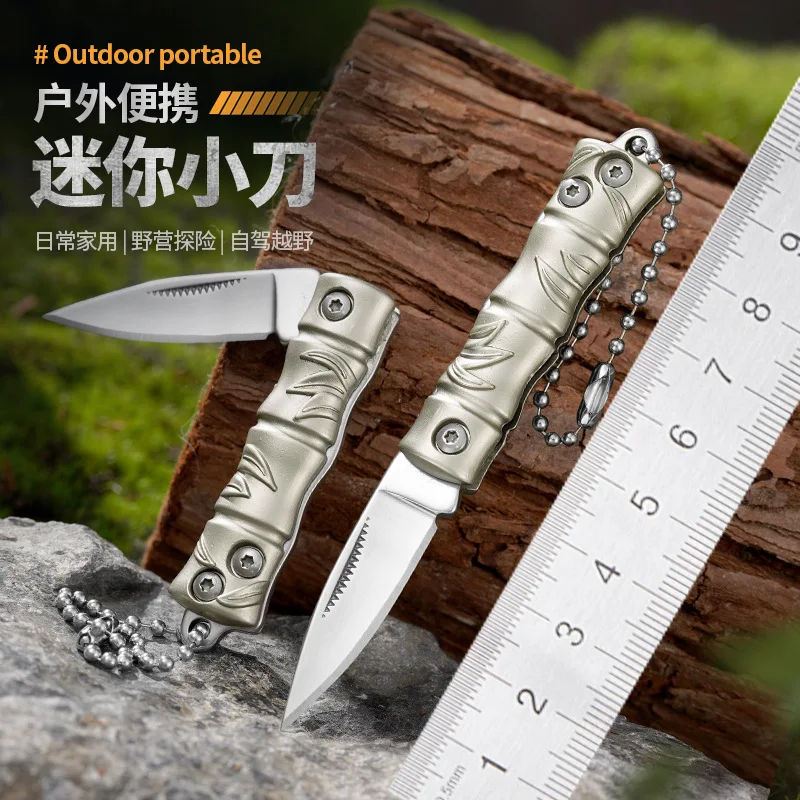 New Outdoor Folding Small Knife Portable Mini Express Knife Keychain Pendant Stainless Steel Camping Knife