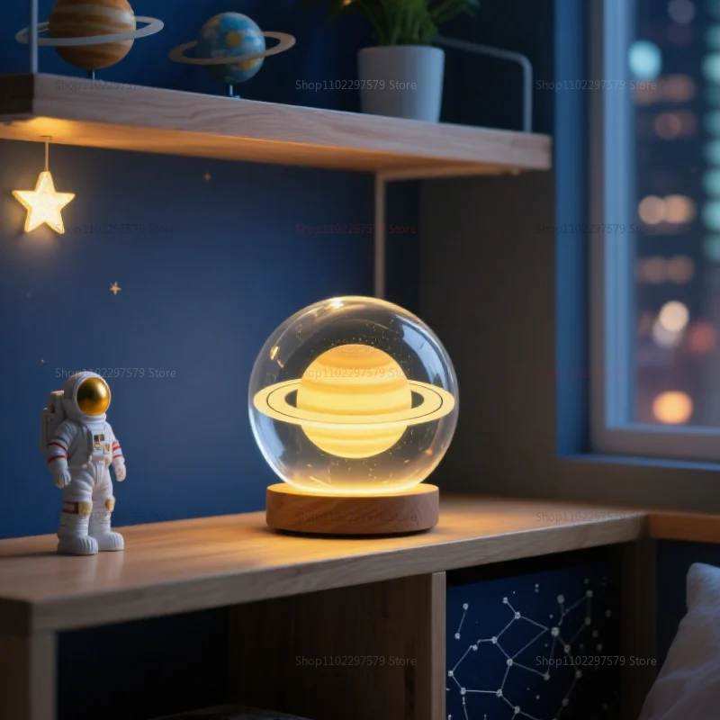 Bola de cristal brillante creativa, adorno de escritorio, luz nocturna de cielo estrellado, regalo de ambiente de ensueño para amigos, decoración del hogar de cumpleaños