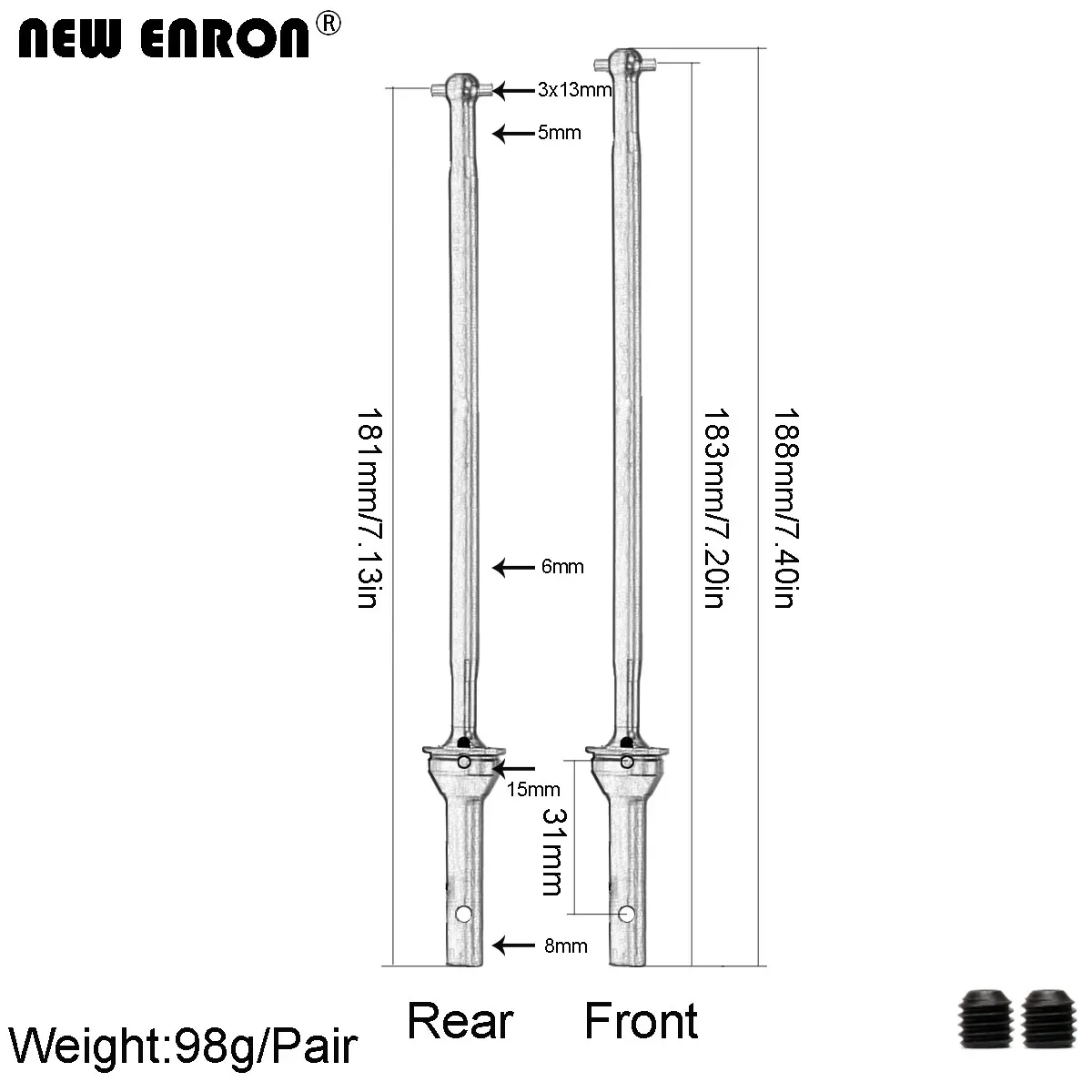 NEW ENRON Hard Steel Front / Rear Axle CVD Driveshaft CNC AR310458 AR310590 AR310591 For RC 1/7 1/8 ARRMA 6S KRATON NOTORIOUS