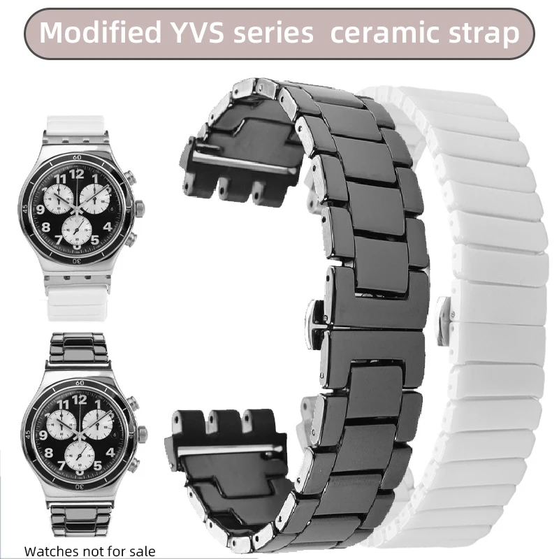 

For Swatch Ceramic Strap 21mm Watch Band YVS420 YVS454 YVS451 YVS400 YVB404 Men Women Adapter bands Refit Ceramic Bracelet+Tools