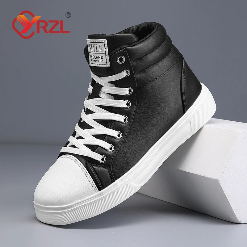 

YRZL Women's Sneakers Vulcanize Shoes High Top Men's Skateboard Shoes PU Leather Walking Shoe Waterproof Lightweight Woman Shoes