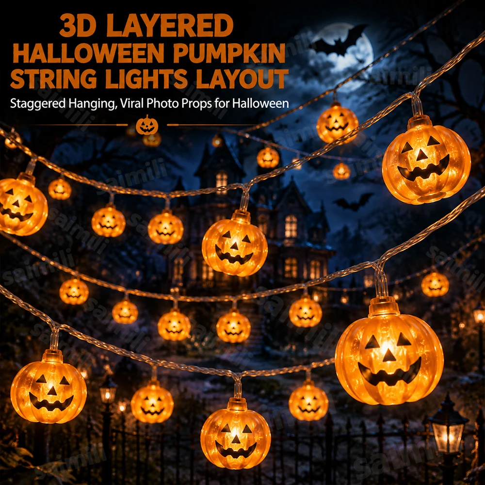 Home Decor Lighting Tricks - Halloween Pumpkin Fairy Lights Battery Operated