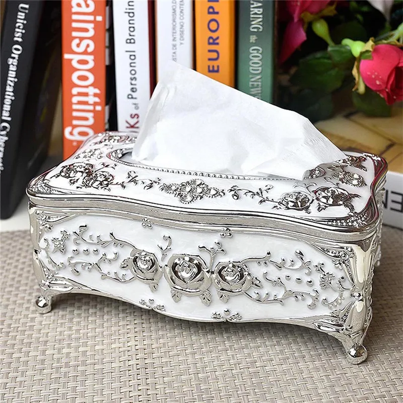 1Pcs Luxury Rose Tissue Box Acrylic Holder Set Elegant Design Tissue Holder Household Toilet Napkin Holder