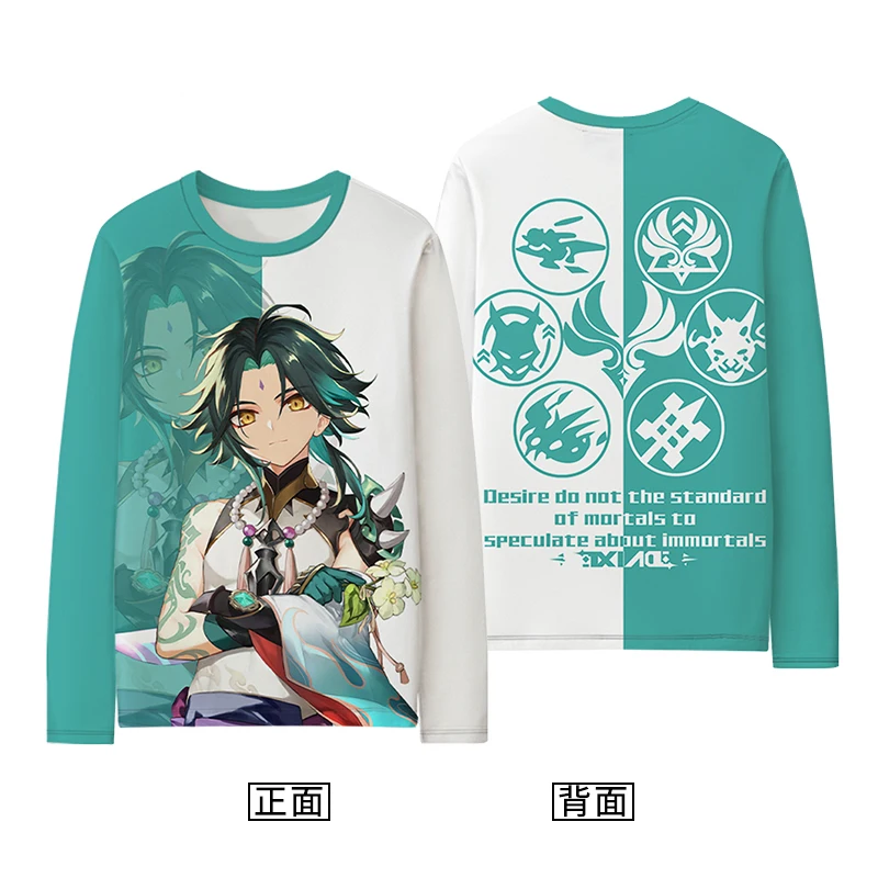 Neues Spiel Genshin Impact 3D T-Shirts, modische, coole, tägliche Streetwear, Sommer-Langarm-T-Shirt mit O-Ausschnitt, Outdoor-Unisex-T-Shirts, Y2K-Tops