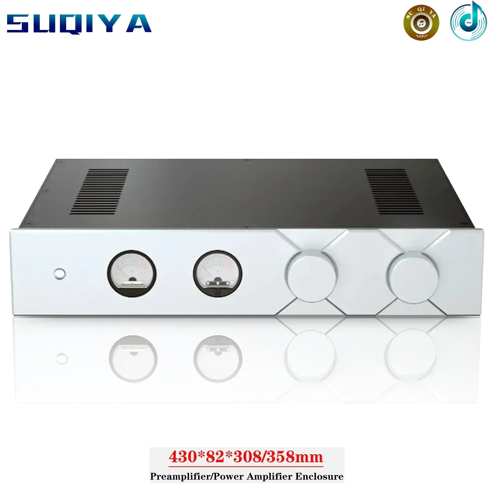 430*82*308/358mm Alle Aluminium Power Verstärker Chassis Gehäuse Vu Meter für Vorverstärker DIY Verstärker audio Fall Shell