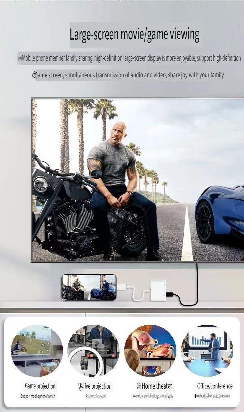 محطة إرساء من النوع C إلى جهاز عرض شاشة محول فيديو عالي الدقة للهاتف المحمول HDMI PD
