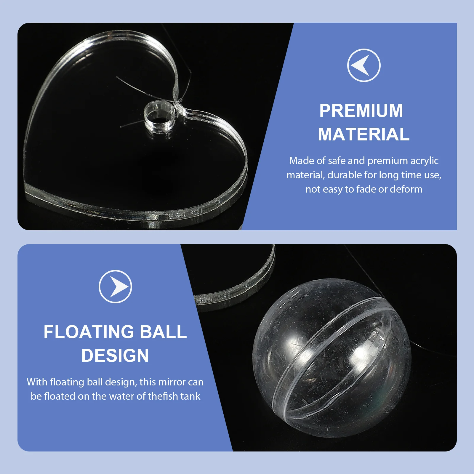

4Pcs Betta Fish Mirror Floating Ball Design Aquarium Decorations Durable Acrylic Material Safe for Pets Easy to Maintain Natural