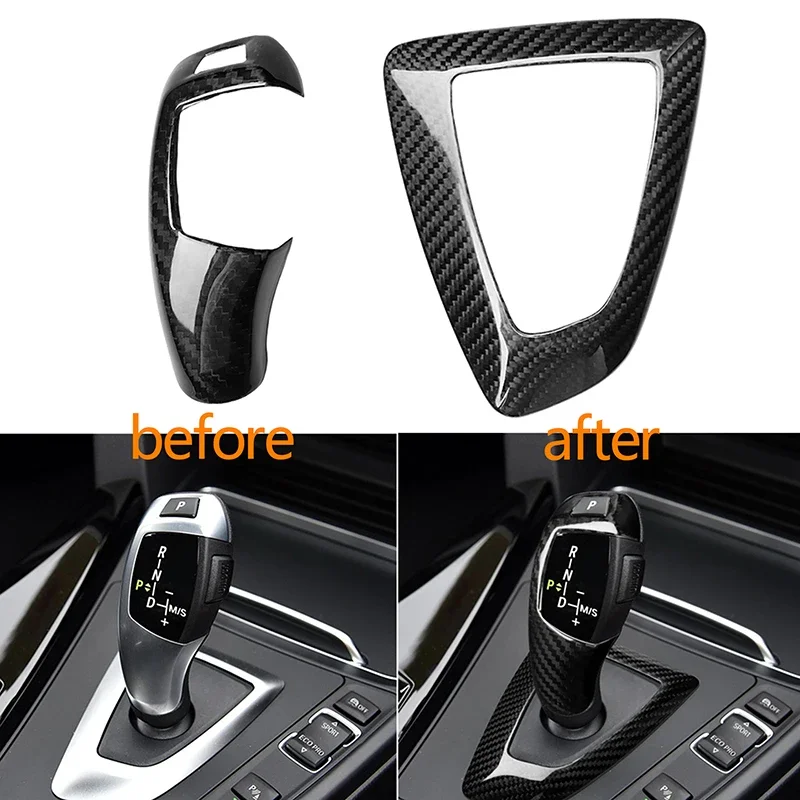 

Car Gear Shift Knob Cover for BMW 1 2 3 4 Series F20 F21 F22 F23 F30 F34 F35 F32 F33 Handbrake Lever Protector Real Carbon Fiber