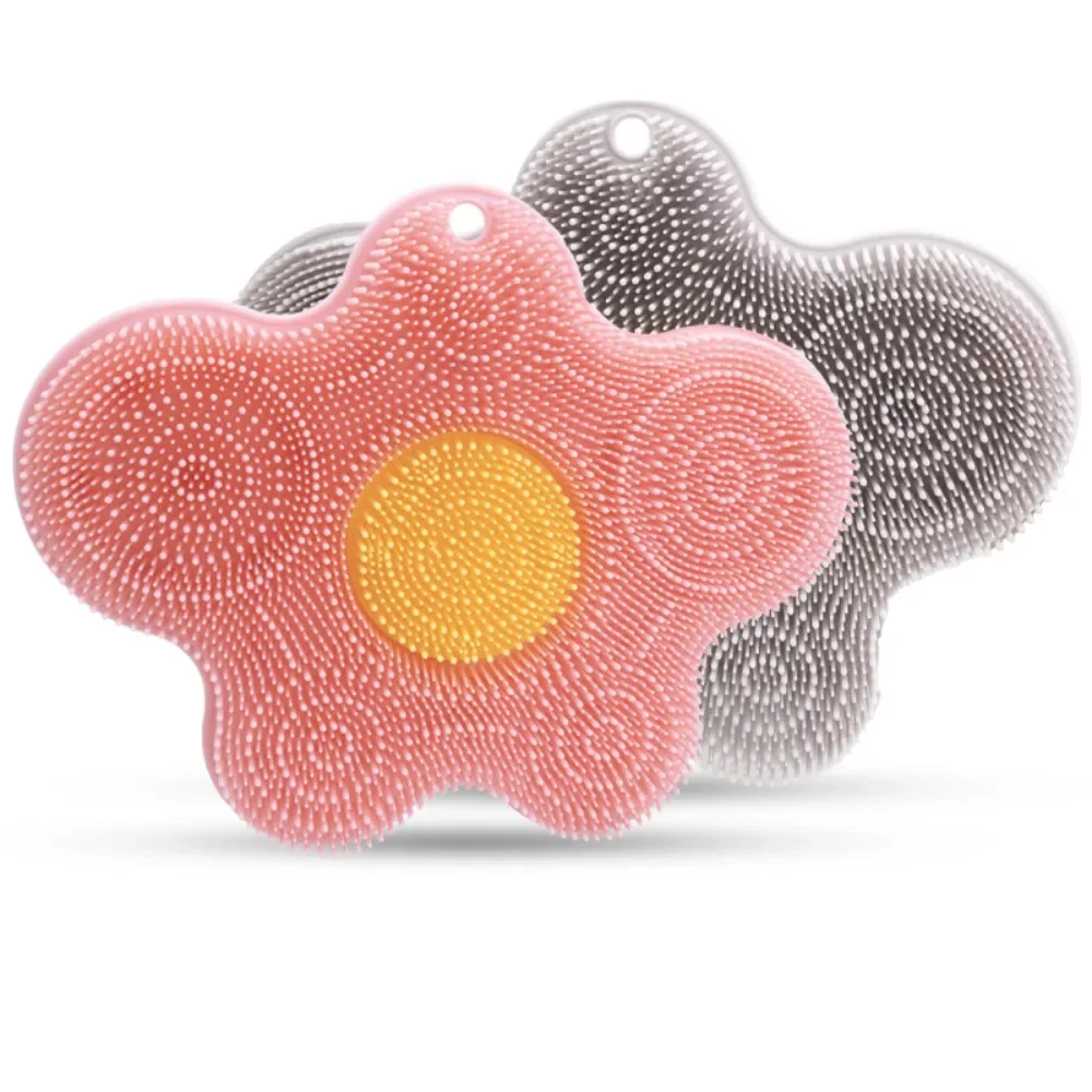 Silicone Bath Scrubber Mat with Suction Cups for Back Scrubbing, Bathing, and Massage; Wall-Mountable Silicone Bath Mat