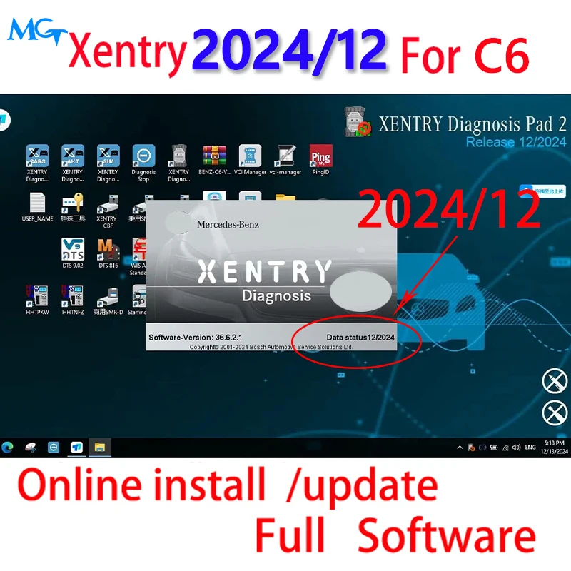 Newest Xentry  2024.12 Full Software For C6 VCI  For benz program diagnostic Software