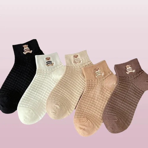 2024 New Fashion 3/6 Pairs Pure Cotton Short Socks Thin No-heel Deodorant Sweat-absorbent Breathable Short Tube Boat Socks