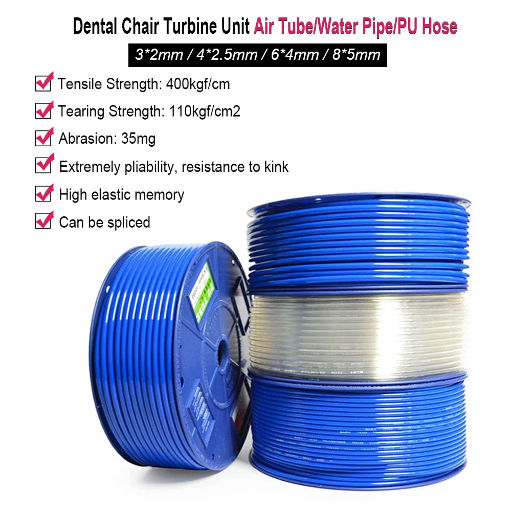 Top grade 10/20 Meters Dental Chair Flexible Water Vapor Pipe Thickening PU Air Tube Silicone Soft Hose Dentist Clinic Supplies