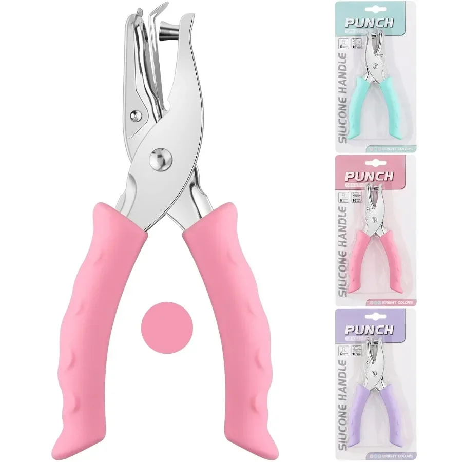 

Hole Punch Pink Single Hole Puncher Metal with SoftHandled for DIY Craft Tags Clothing Ticket Scrapbook Tool 3 Colors Options