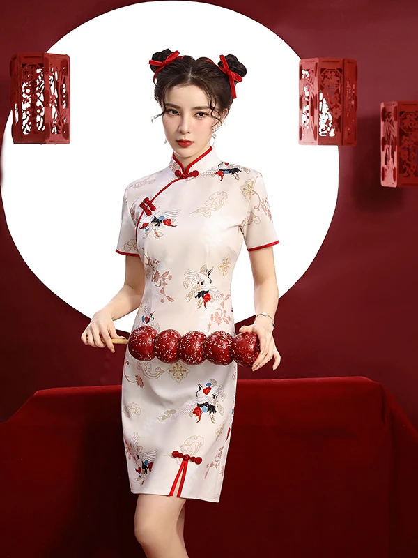 

Летняя юбка А-силуэта Young Sle больших размеров с боковым разрезом, короткая, с низкой посадкой, в китайском стиле, для девушек больших размеров