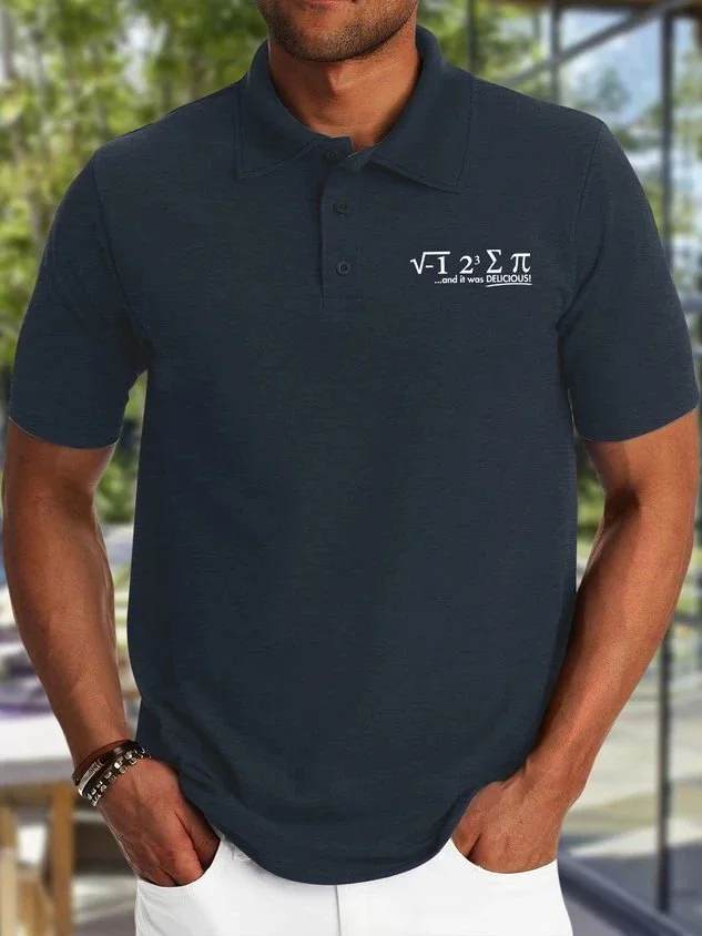 Men's And It Was Delicious Funny Graphic Printing Regular Fit Polo Collar Urban Text Letters Polo Shirt