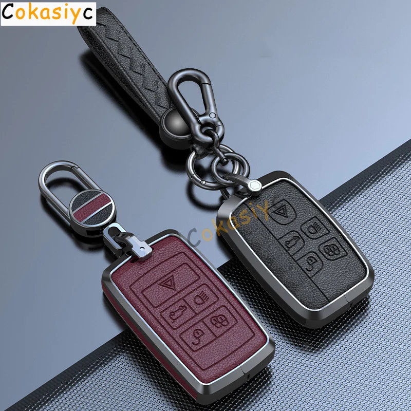 Liga de zinco couro chave do carro caso capa para land rover range rover sport velar evoque freelander2 descoberta jaguar xf xj xjl xe
