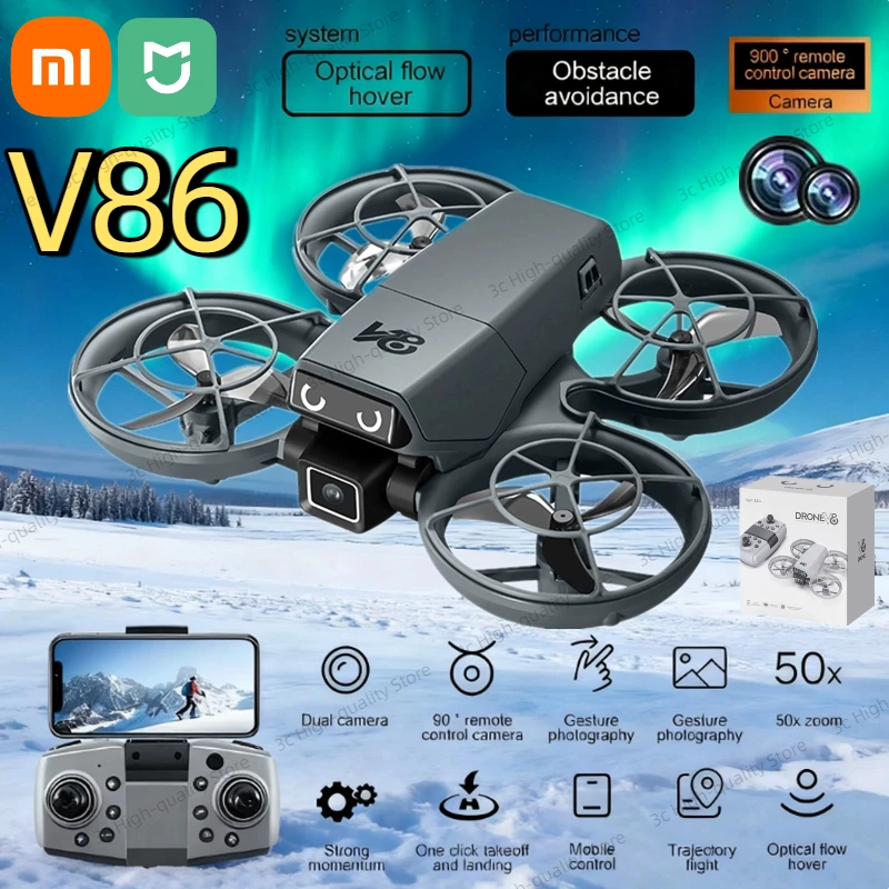 طائرة XIAOMI MINI V86 بدون طيار 4K احترافية WIFI 5G بدون طيار كاميرا مزدوجة لتجنب العوائق وضع الارتفاع بدون فرش لعبة كوادكوبتر أجهزة الاستقبال عن بعد